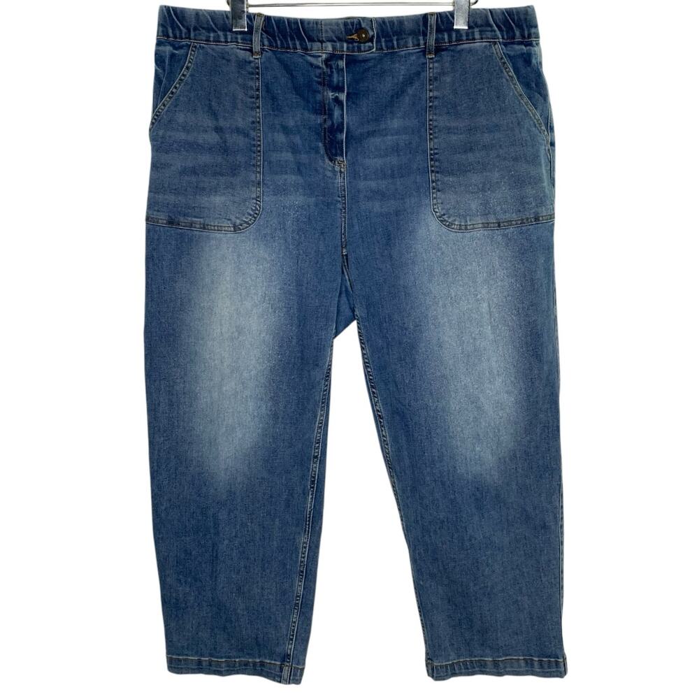 Universal Standard M 18-20 Womens Elastic Wasit Cropped Jeans Medium Blue